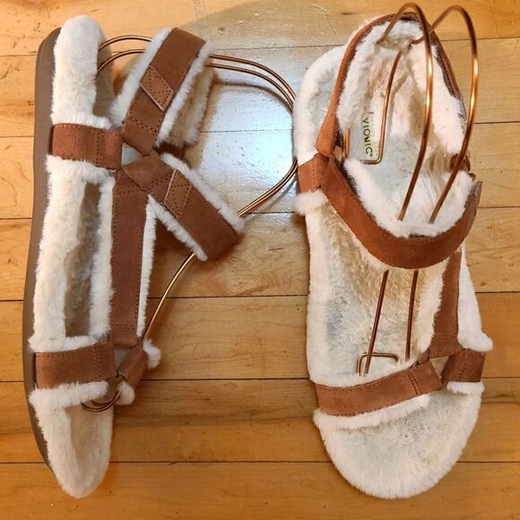 Vionic Viva Sandals Faux Fur Sandals in Toffee - Picture 2 of 8